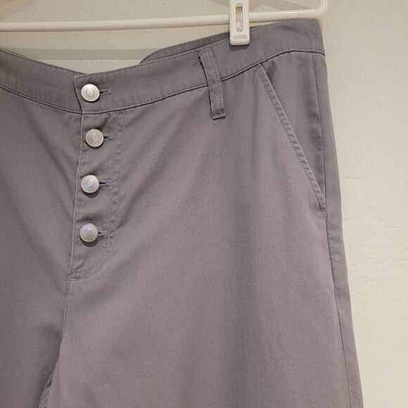 J. CREW 100% Cotton Twill Grey Button-Fly Wide Leg Pants - Size 12 - Picture 4 of 7